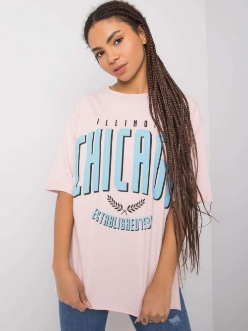 RUE PARIS Ružové tričko s potlačou S