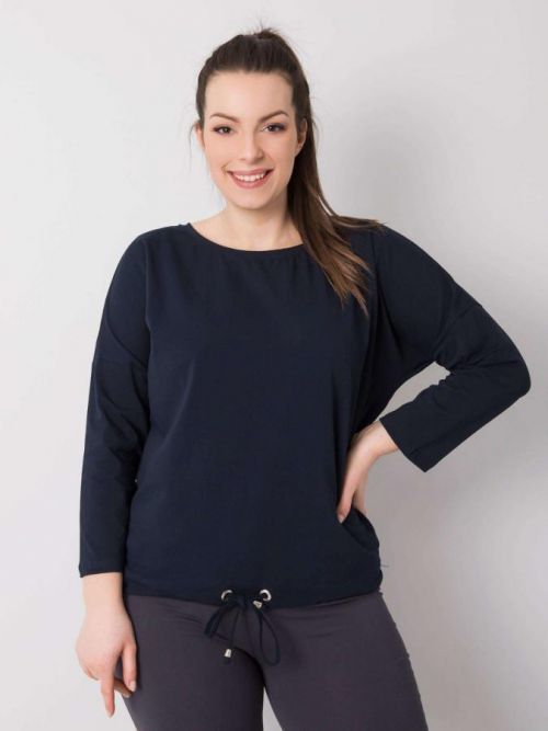 Tmavo modrá bavlnená blúzka nadmerné veľkosti 2XL