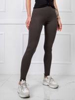 Obyčajné khaki dámske legíny S