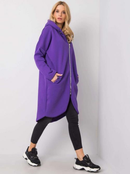 RUE PARIS Tmavo fialová mikina s kapucňou S / M