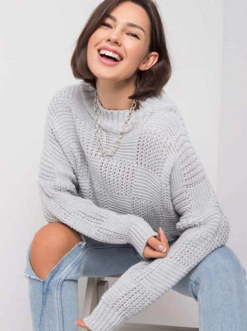 OCH BELLA Šedý nadmerný sveter one size