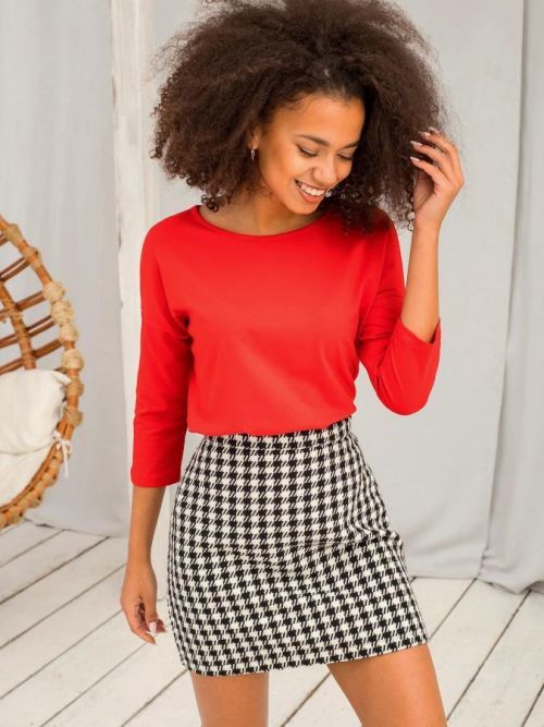 Základné blúzka s 3/4 rukávmi červené XS