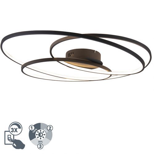 Stropná lampa čierna 80 cm vrátane LED 3-stupňového stmievania - Rowin