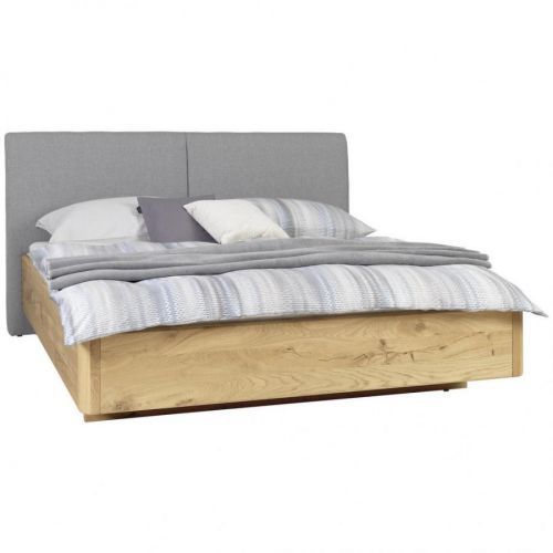 Valnatura POSTEĽ, 180/200 cm, drevo, textil, sivá, farby dubu - sivá, farby dubu