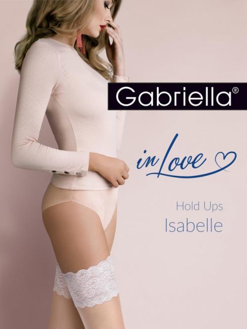 Tenké samodržiace pančuchy so vzorom - calze ISABELLE - GABRIELLA přírodní/modrá 1/2