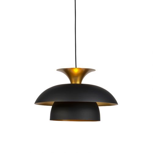 Moderná okrúhla závesná lampa čierna so zlatým 3-vrstvovým - Titus