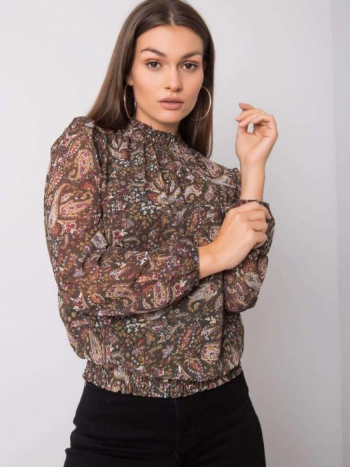 Sublevel Tmavo zelená blúza so vzorom S