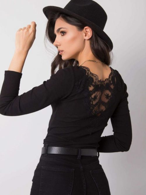 OCH BELLA Čierna blúzka s čipkou M