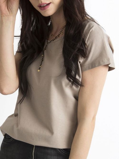 Základné tmavo béžové tričko XS