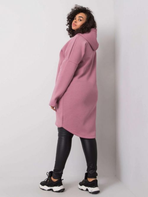 Dusty pink mikina s kapucňou plus veľkosti 2XL