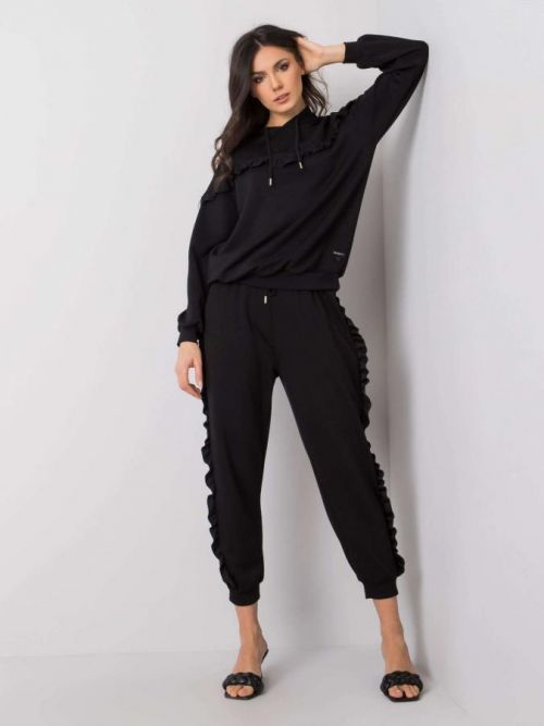 RUE PARIS Čierna dámska súprava s volánikmi S