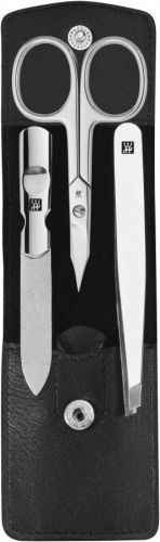 Zwilling manikúra Classic Inox s nožnicami v koženom puzdre, 3 ks, čierna farba