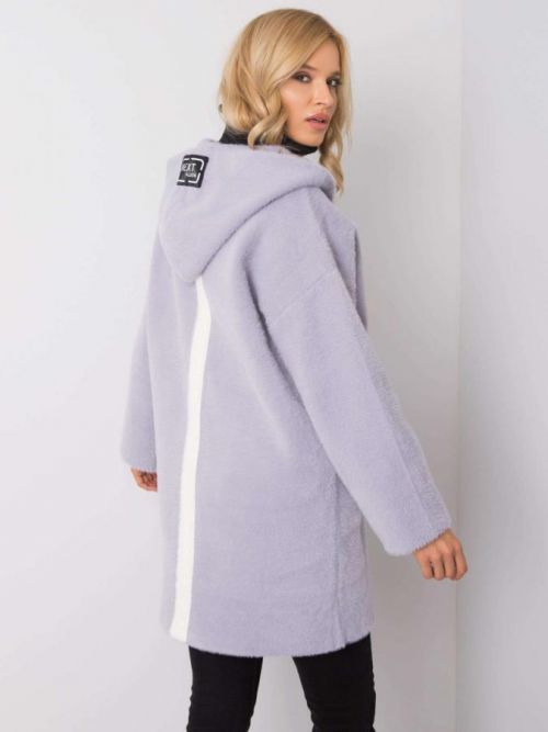 Šedý kabát z alpaky s vreckami one size