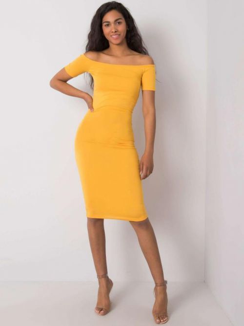 RUE PARIS Dámske tmavo žlté šaty L