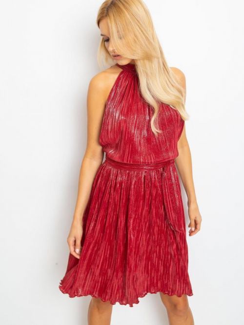 Maroon plisované šaty 34