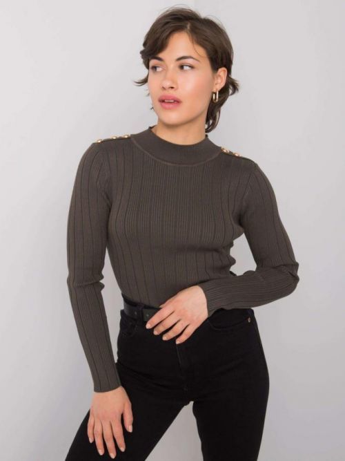 Khaki dámsky pruhovaný sveter one size