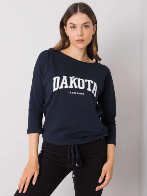 RUE PARIS Námořnická modrá halenka s potiskem S