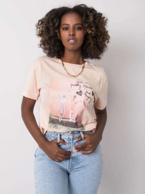 Dámske lososové tričko s potlačou S