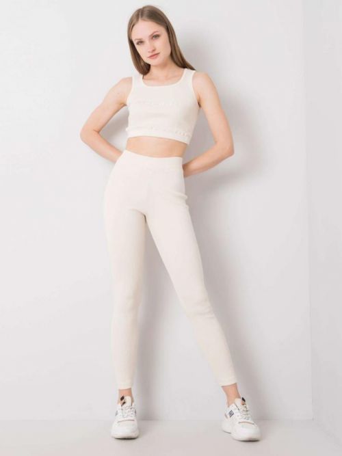 PRE FITNESS Rebrovaná športové sada Ecru XS