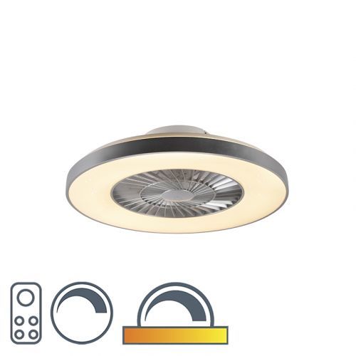 Stropný ventilátor strieborný s hviezdnym efektom stmievateľný - Climo