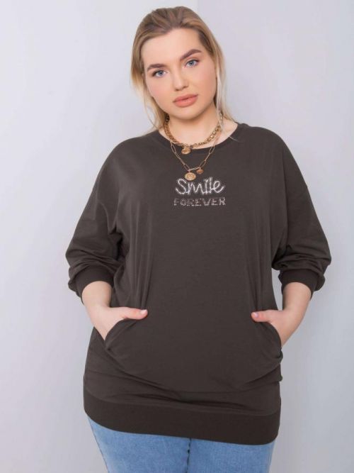 Tmavo khaki bavlnená blúzka veľkosti plus one size