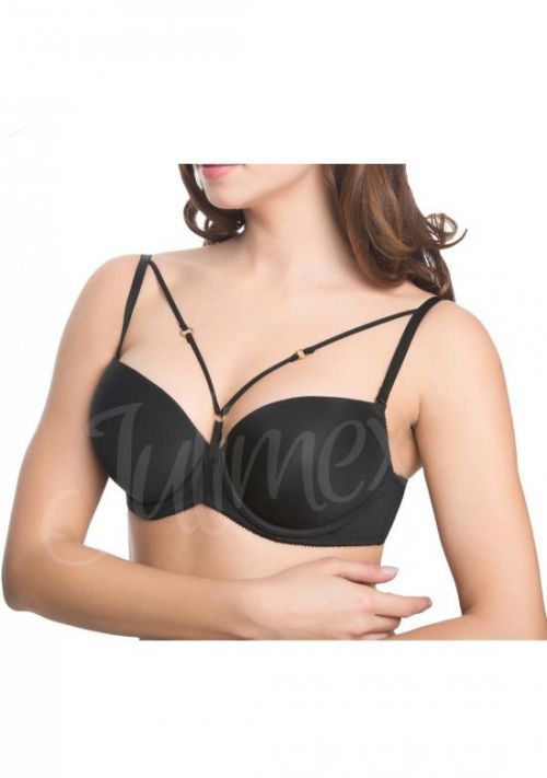 Dámska ramienka decollete Twist - Julimex čierna - zlaté krúžky UNI