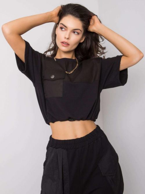 Čierna dámska krátka mikina RUE PARIS S