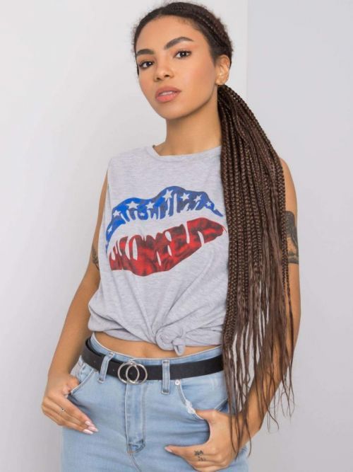 RUE PARIS Šedý bavlnený top S