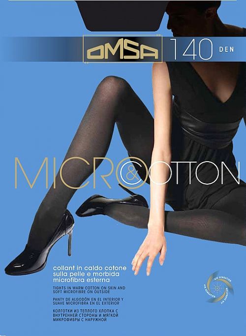 Dámske pančuchové nohavice Omsa Micro & Cotton 140 deň nero / čierna 2-S