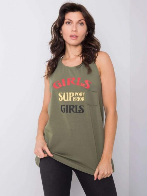 Khaki dámsky top s potlačou one size