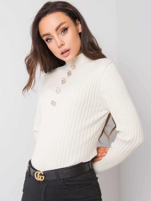 Rolákový sveter RUE PARIS Ecru one size