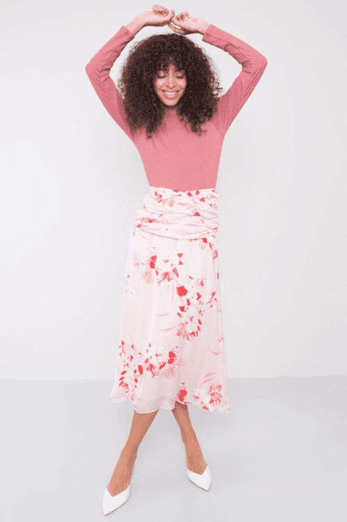 Svetlo ružová vzorovaná sukňa BSL XS