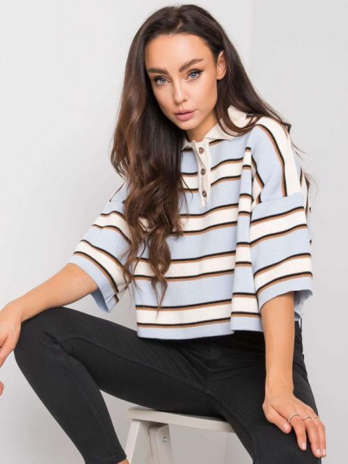 RUE PARIS Modrá pruhovaná blúzka one size