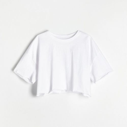 Reserved - Bavlnený crop top - Biela