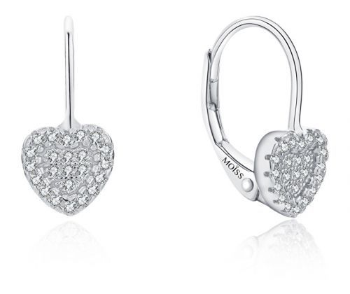 MOISS Romantické strieborné náušnice so zirkónmi srdiečka E0000560