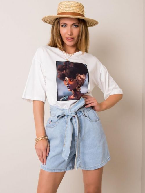 RUE PARIS Biele tričko s potlačou S