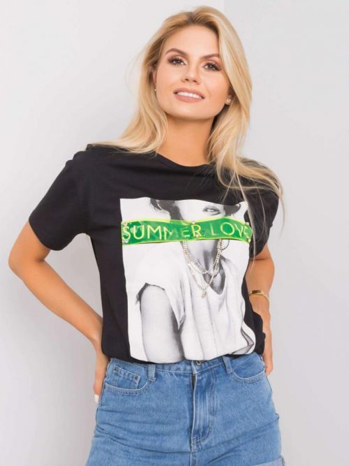 Čierne bavlnené tričko s nášivkami S