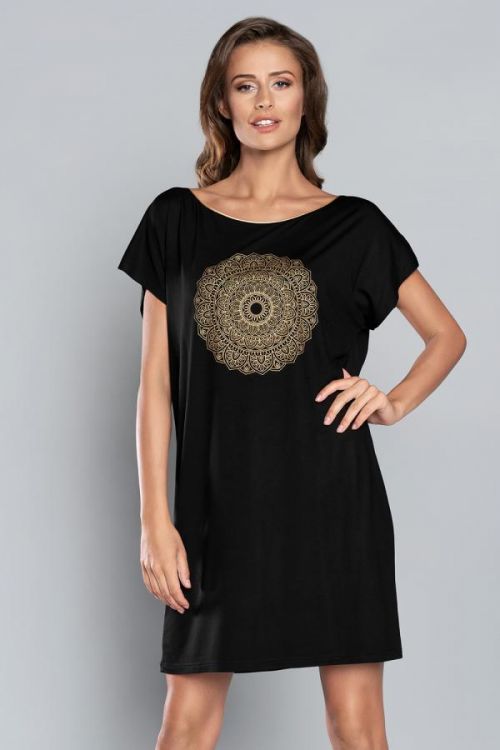 Dámska nočná košeľa Italian Fashion Mandala černá s