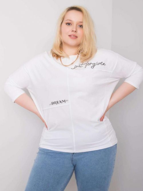 Biela bavlnená blúzka s nápismi one size