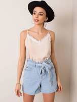 Béžový top s čipkou 40