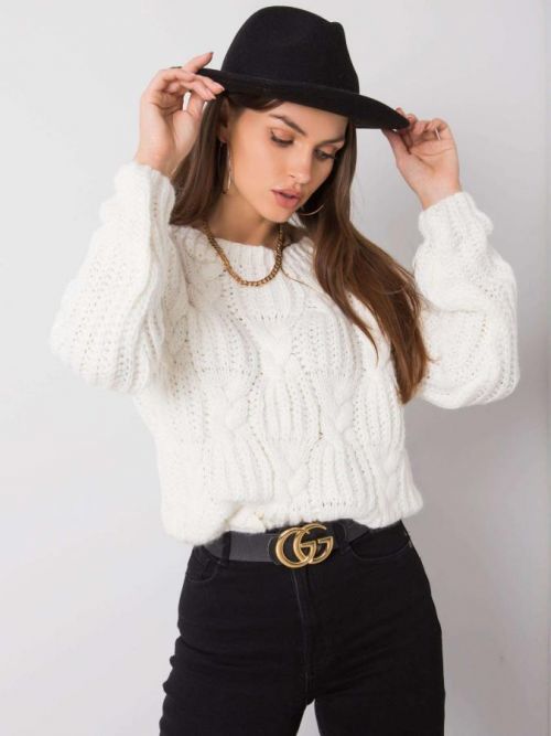 Pletený sveter RUE PARIS Ecru one size