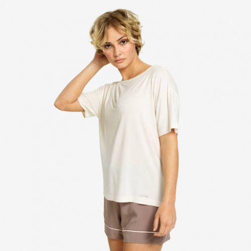 Dámske tričko na spanie QS6408E-101 béžová - Calvin Klein béžová XL