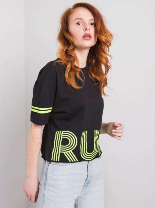 Čierne bavlnené tričko s nápisom S