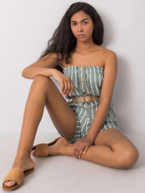 RUE PARIS Zeleno-bílá dámská kombinéza S