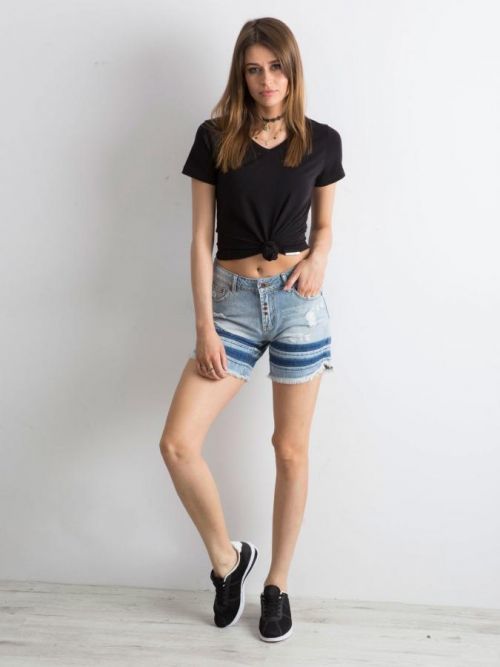 Modré rozštiepené džínsové kraťasy XS