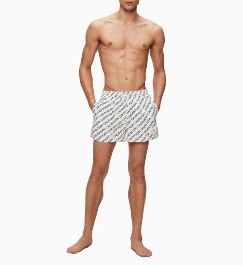 Pánske plavky KM0KM00428-0K4 čiernobiela - Calvin Klein Čierno-biela L