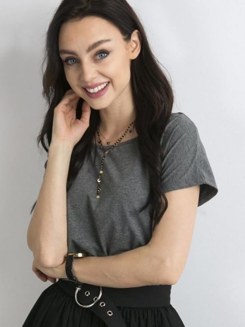 Základné tmavošedé melanžové tričko XS