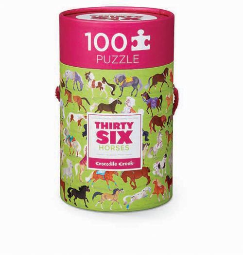 Crocodile Creek Puzzle tubus - 36 Koní (100 ks) / Puzzle Canister - 36 Horses (100 pcs)
