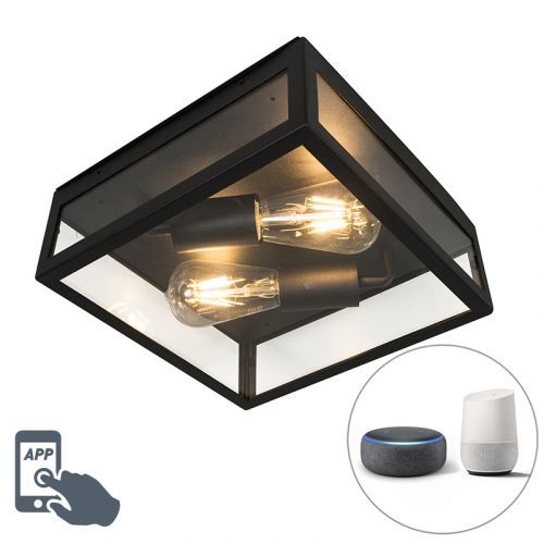 Priemyselné inteligentné vonkajšie stropné svietidlo čierne vrátane 2 WiFi ST64 - Rotterdam