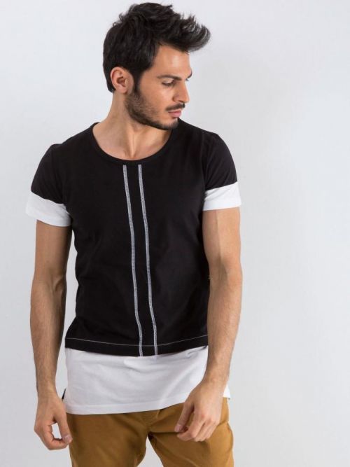Pánske čierne tričko s vložkami 2XL